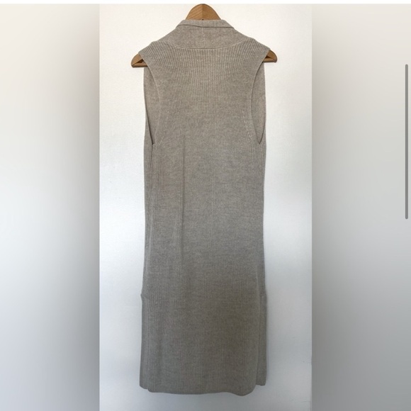 WILFRED 100% WOOL LONGLINE CARDIGAN VEST Grey Sleeveless Sweater Size Large - Picture 3 of 5